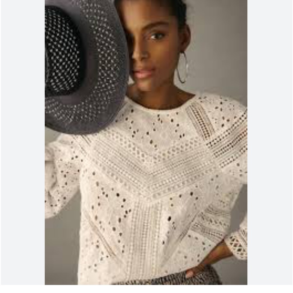 Anthropologie White Eyelet Blouse